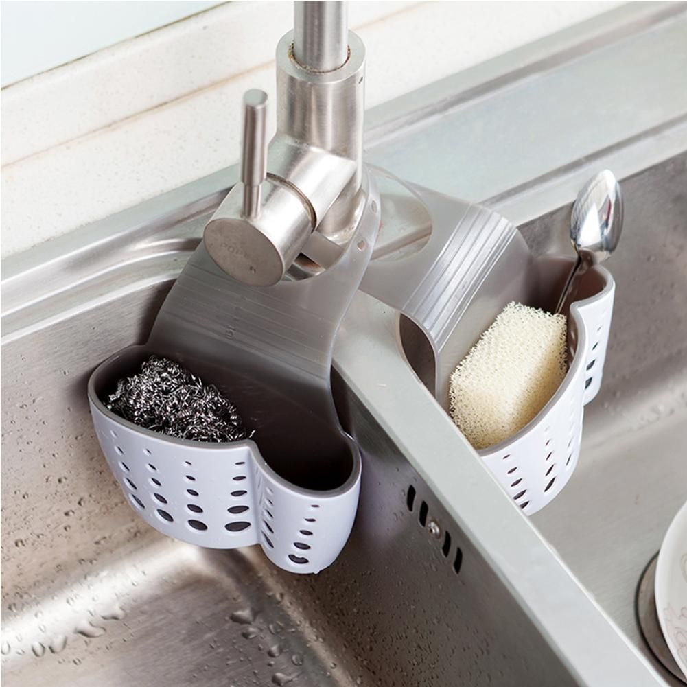Useful Suction Cup Sink Shelf Soap Sponge Rack Kitchen Sucker Storage Basket TP