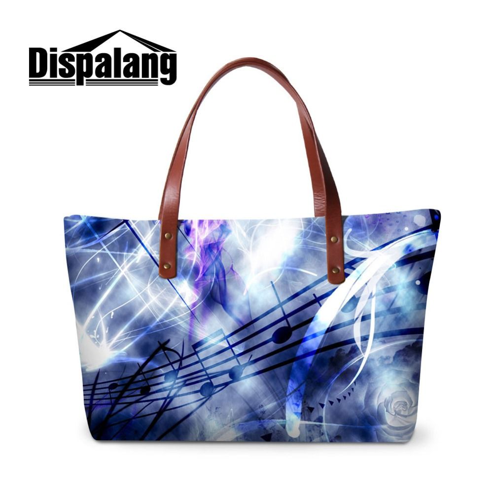 Dispalang Zipper Shoulder Handbag For Women Printed Tote Bags