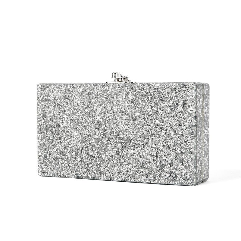 silver glitter clutch