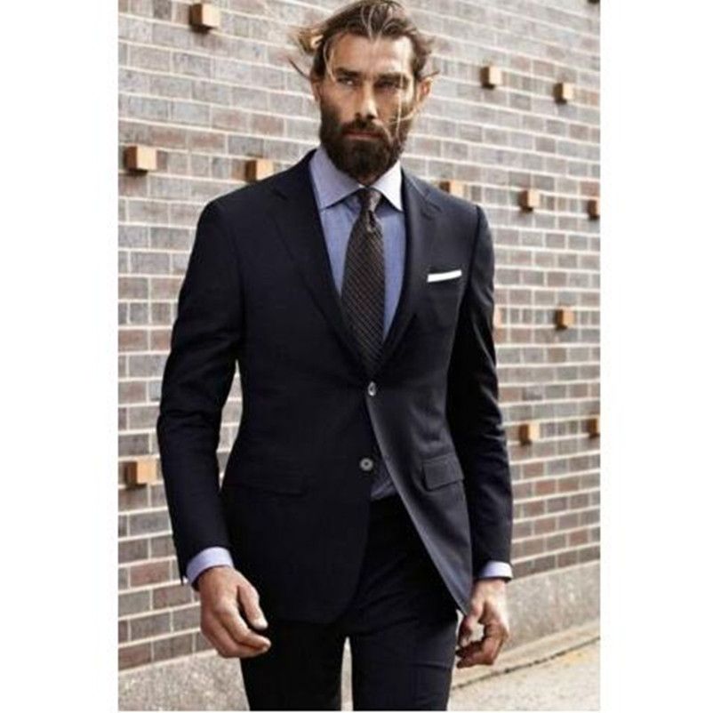 Compra Trajes De Estilo Italiano Para Hombres Negros Vestidos De Trabajo  Muesca Solapa Hombres Traje De Trabajo Diario Slim Fit Party Tuxedos Jacket  + Pants Barato | Entrega Rápida Y Calidad | Es.Dhgate