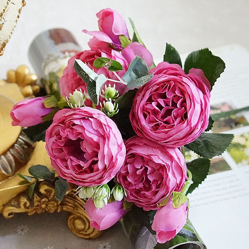 5 Heads Beautiful Rose Peony Artificial Silk Flowers Small Bouquet Home Decor 5 Heads Beautiful Rose Peony Artificial Silk Flowers Small Bouquet Home Decor
