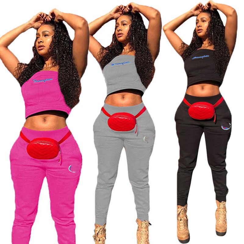 Women Crop Top Vest Tracksuit 