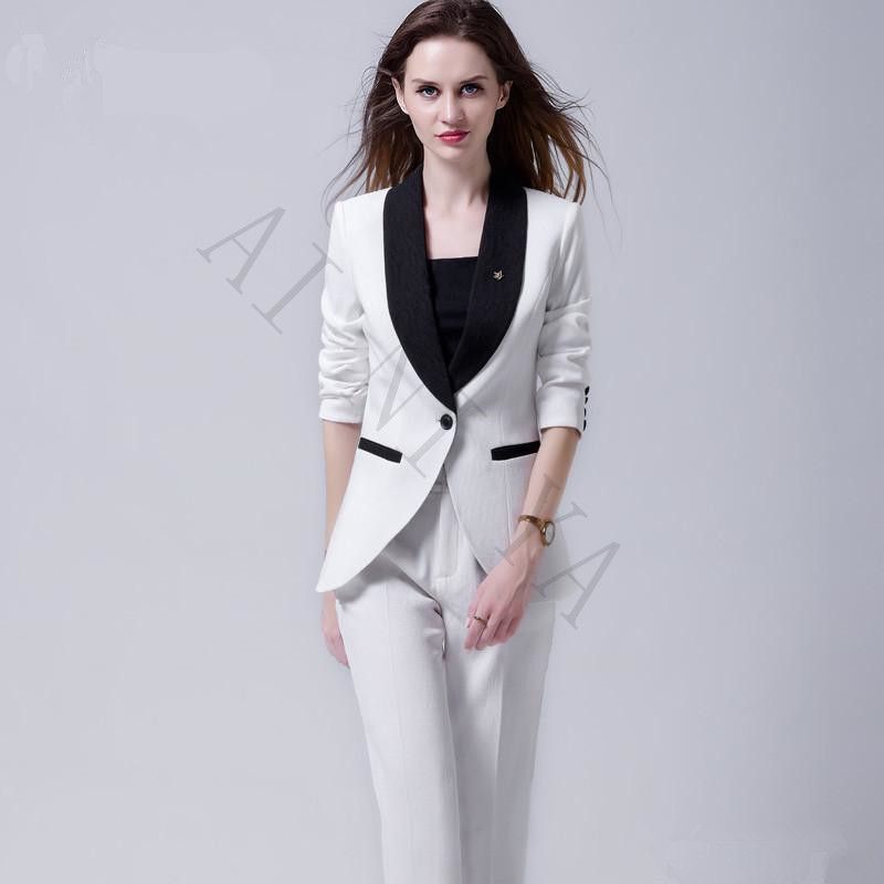 black and white trouser suit ladies