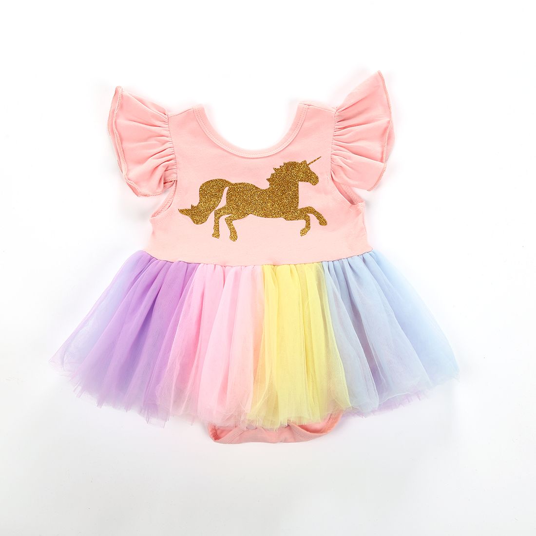 2018 Ropa Recién Nacida Del Bebé Unicornio Flying Lace Dress Romper Patchwork Colorido Lindo Del Mameluco Trajes Ropa Del Bebé De 10,16 € | DHgate