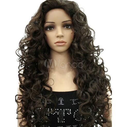 New Modern Sexy Centre Parting Spiral Curls Long Brown Wig Full