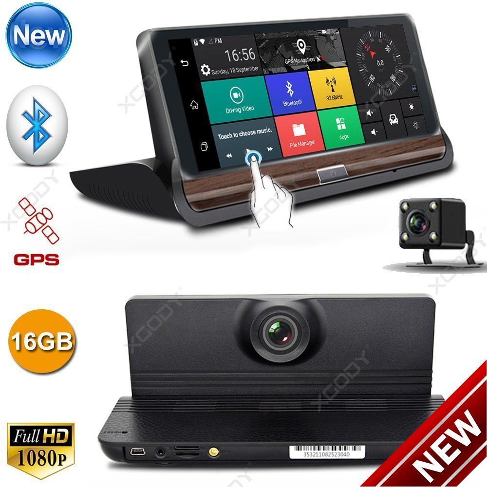 7/" Android Wifi Dual Lens Car GPS DVR Camera Video Recorder w// Rear View Camera