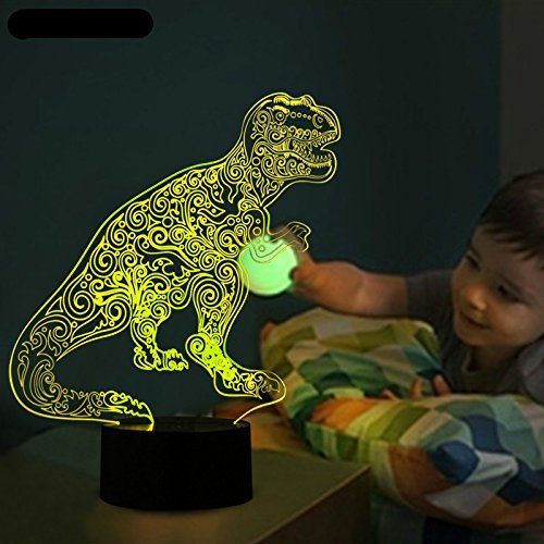 compre lampara de dinosaurio 3d luz nocturna mesa tactil escritorio lamparas de ilusion optica 7 luces cambiantes de color decoracion del hogar regalo