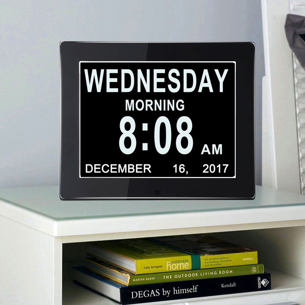 8 LCD Digital Calendar Day Clock With Large Clear Time Day And Date
