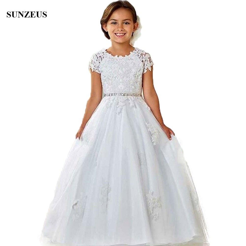 lace cap sleeve flower girl dress