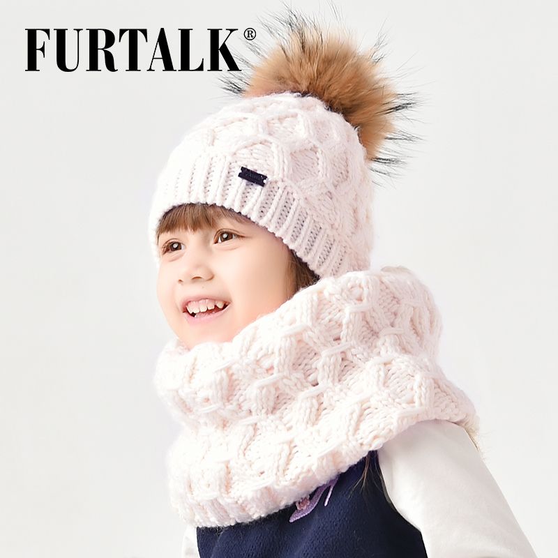 FURTALK 2-8 años lana niño invierno bufanda conjunto para niñas y niños sombreros