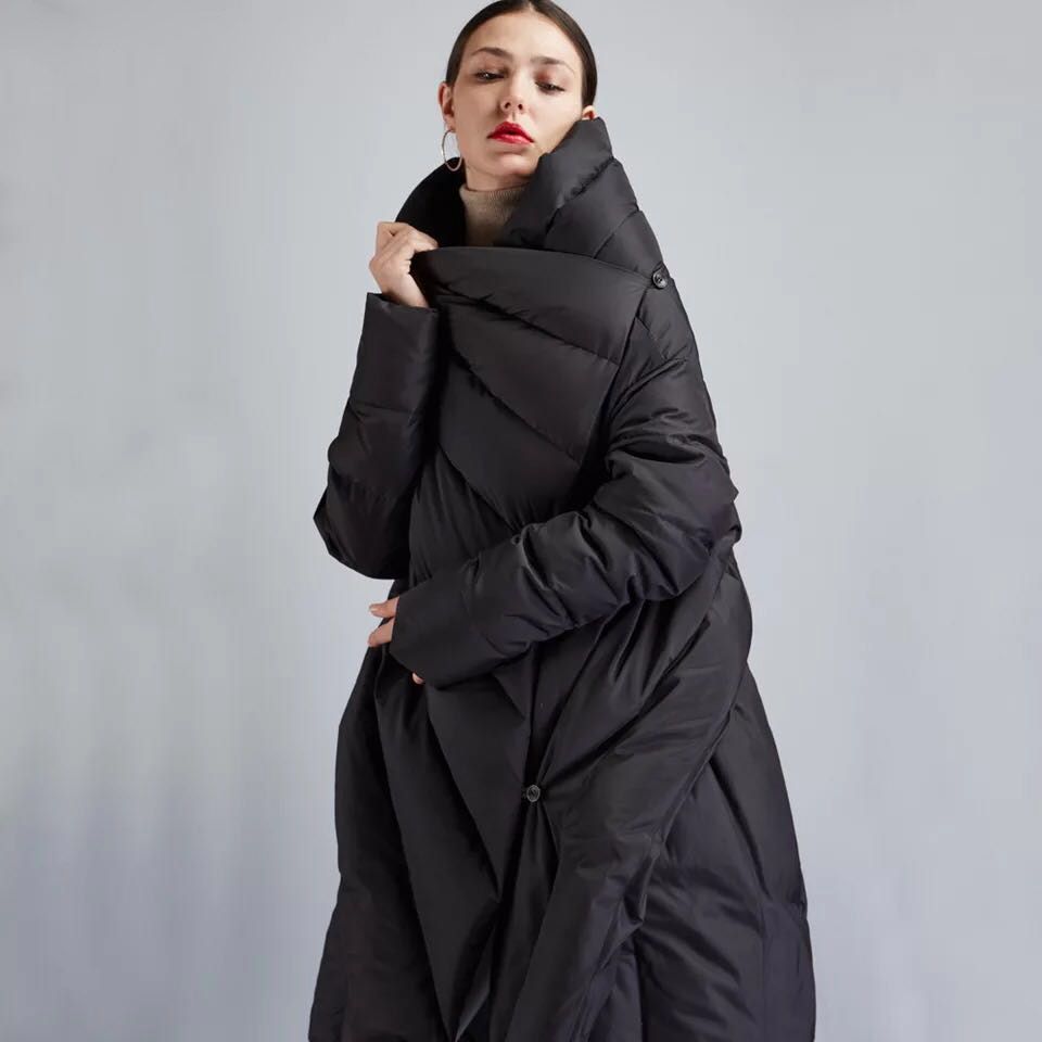 asymmetrical down coat