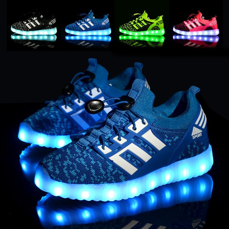 Glowing Sneakers LED Light Shoes Boys Girls USB Luminous Mesh Shoes Children