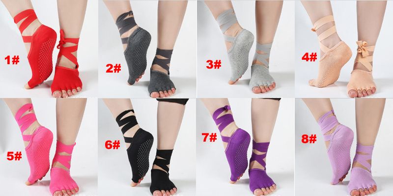 Yoga Socks Non Slip Pilates Massage Toe Socks With Grip Gym Exercise 4 Colors UK