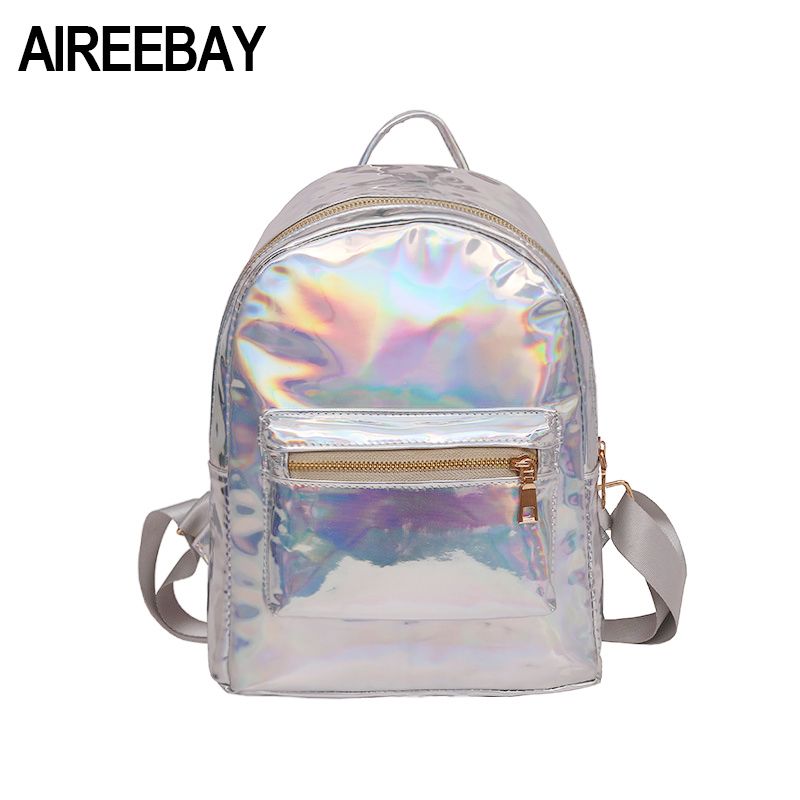 Women S Girl Holographic Backpacks Shiny Laser Mini Travel Ladies Leather Bag