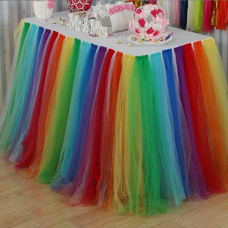 rainbow skirt table