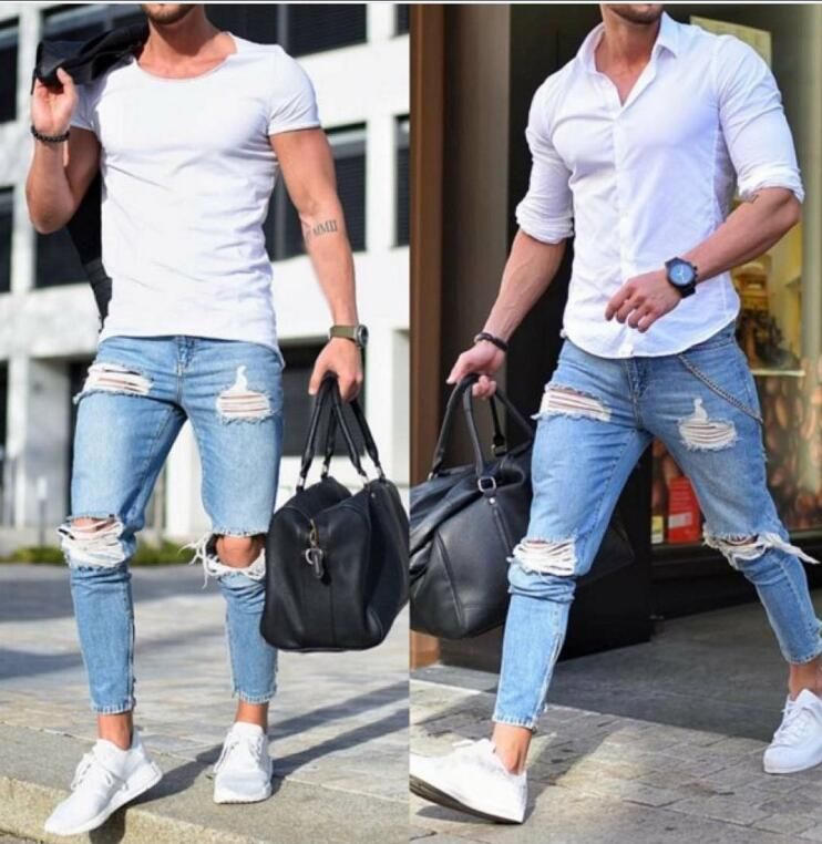 Grosshandel Brand Designer Cross Border Neue Modelle Von Amazon Wunschen Europaische Und Amerikanische Mode Fur Manner Skinny Jeans Helle Farbe Locher Trend Hosen Von Chengdui 33 19 Auf De Dhgate Com Dhgate