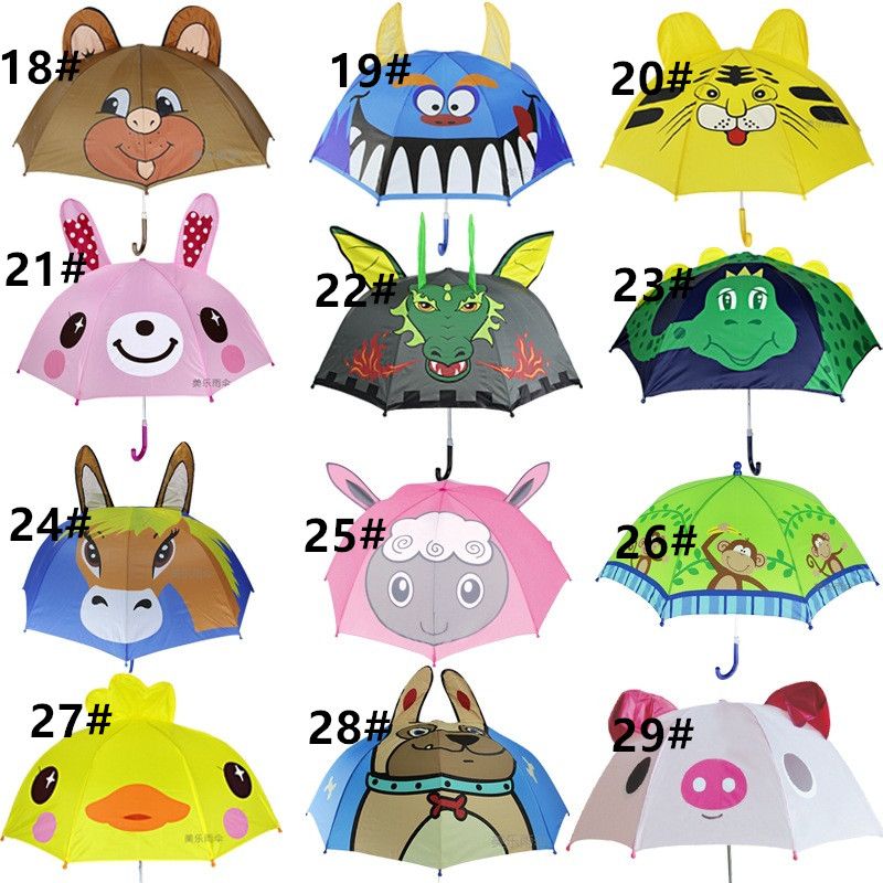 Super Cute 29 Designs Cartoon Ear Umbrella Creative Long Handle Umbrellas  3D Modelling Sunny Rainy Frog Rabbit Princess For Kids Gifts