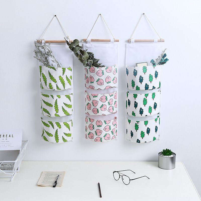 3 Pockets Wall Door Closet Home Hanging Storage Bag Linen Home Organizer AL