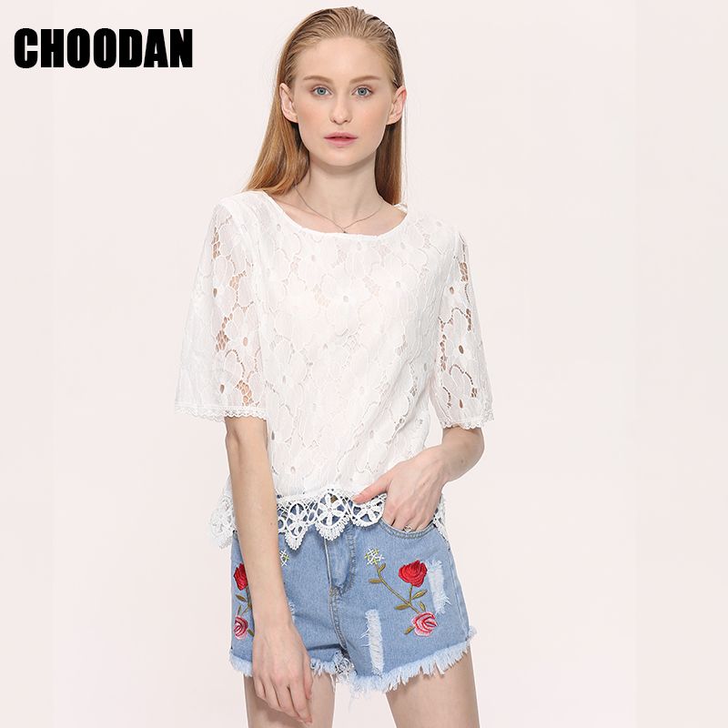 white lace blouse short sleeve