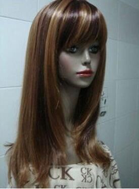 New Women Long Straight Color Mixed Hair Wig Gorgeous Wigs Black