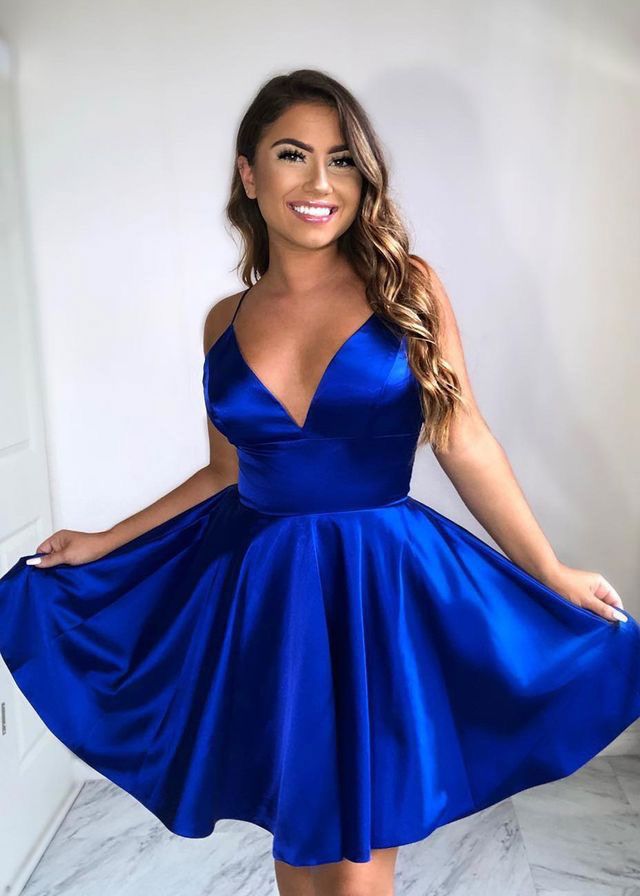 simple blue homecoming dresses
