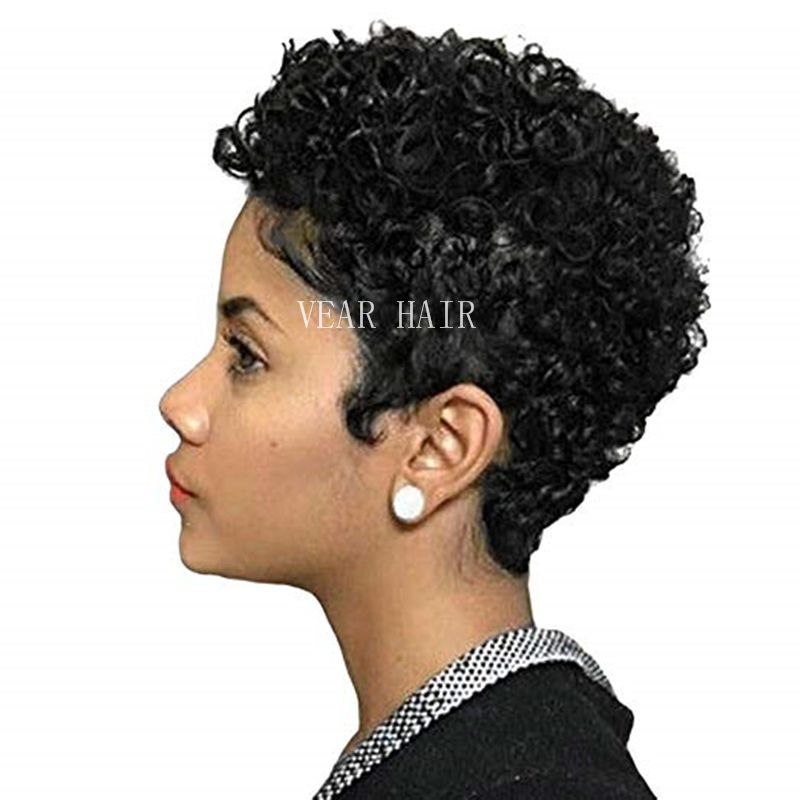 Human hair pixie cut None lace wigs Afro kinky Curly Glueless Cap 1B#/2# Indian Remy Human Hair Machine Made Wig For Black Women In Stock Human hair pixie cut None lace wigs Afro kinky Curly Glueless Cap 1B#/2# Indian Remy Human Hair Machine Made Wig For Black Women In Stock