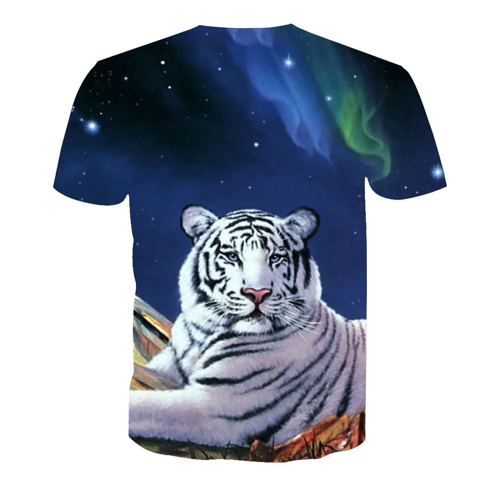 Fight Tiger Fashion Print Graphic Cotton Tee Shirt Short Sleeve T-Shirt for Men Women