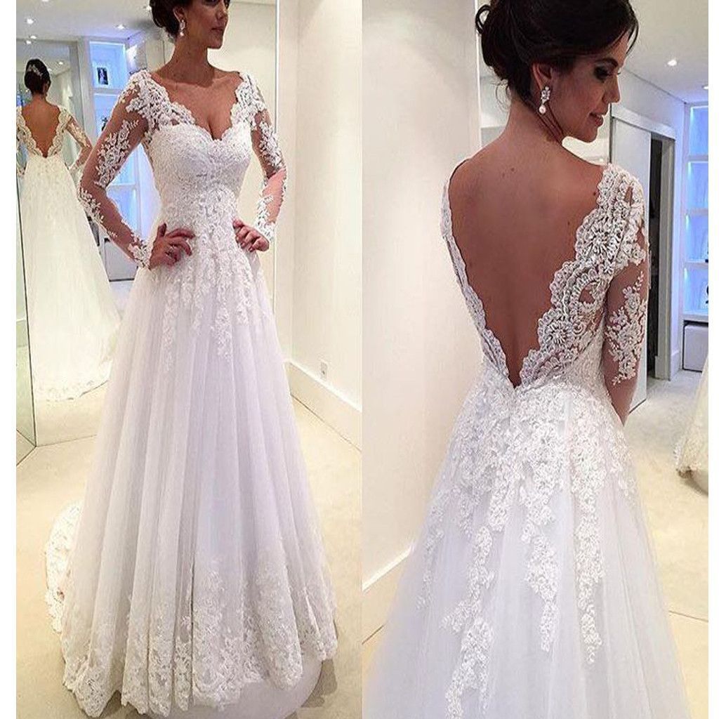 low back a line wedding dresses