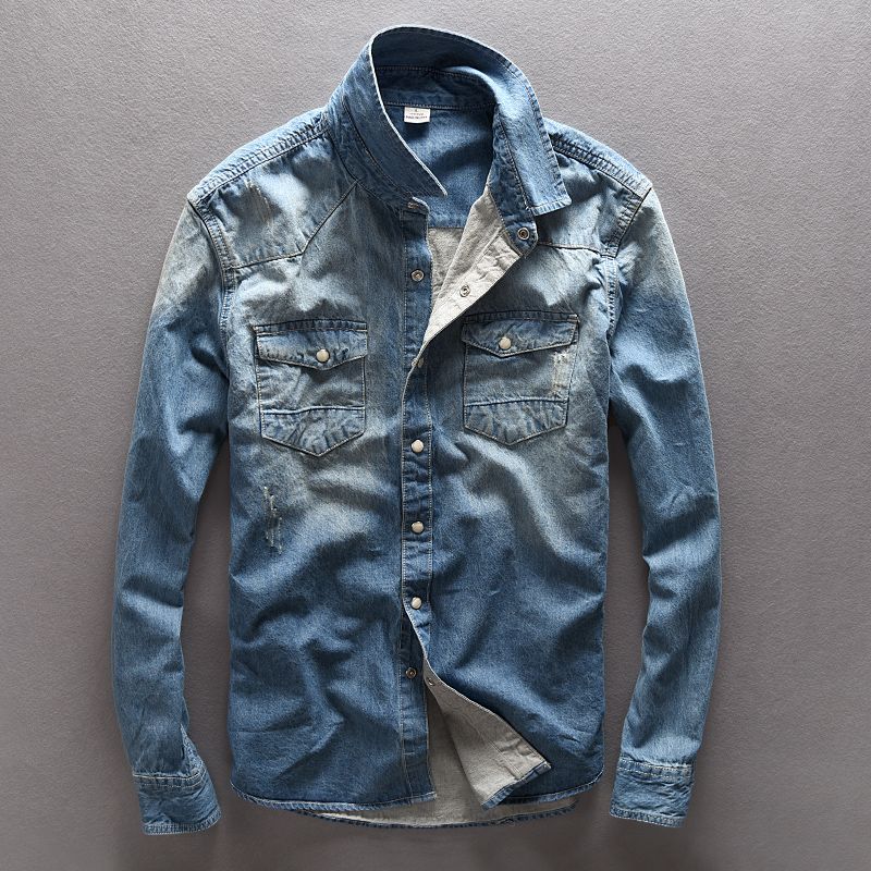 Compra Camisas Vaqueras Vaqueras Hombres Primavera Otoño Casual 100%  Algodón Camisa Vaquera De Manga Larga Hombre Moda Vintag Jeans Tops Ropa TS  270 Barato | Entrega Rápida Y Calidad | Es.Dhgate