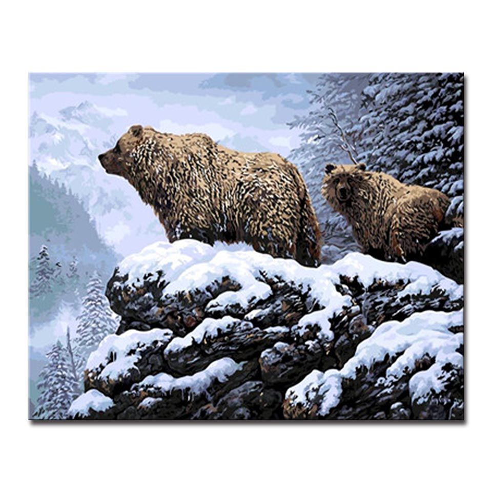 Compre Fotos De Aceite De Bricolaje Por Numeros Animales Osos De