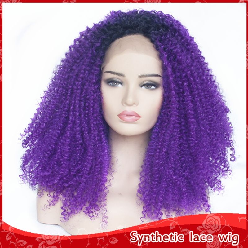180 Density High Temperature 2 Tones Ombre Purple Afro Kinky