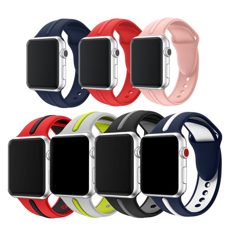 Compra Para Apple Watch Band 42mm Suave Silicona Estilo Deportivo Reemplazo  Correa De Muñeca Color De La Raya Para IWatch Series 3 2 1 38mm Barato |  Entrega Rápida Y Calidad | Es.Dhgate