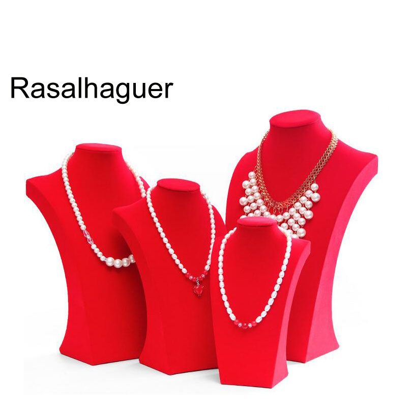 Rote Hochzeit Party Mannequin Halskette Ring Schmuckständer Halter Rack 
