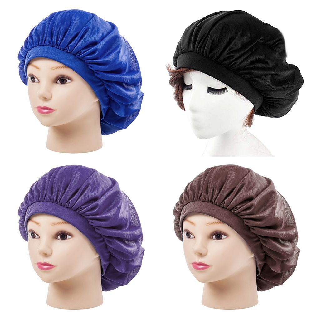 L, purple stripes Dames casquette de cheveux en satin réglable casquette endormie doublure en soie bonnet de nuit bonnet souple bonnet en satin pour cheveux longs 