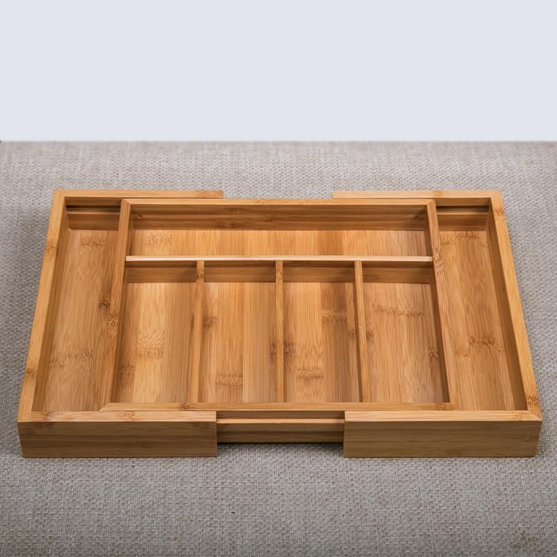 Compre 1 Unids Bamboo Ajustable Caja De Almacenamiento Para