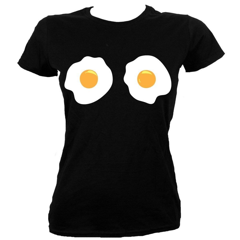2021 Fried Eggs Womens Black T Shirt Womens Tops Fashion Design 100