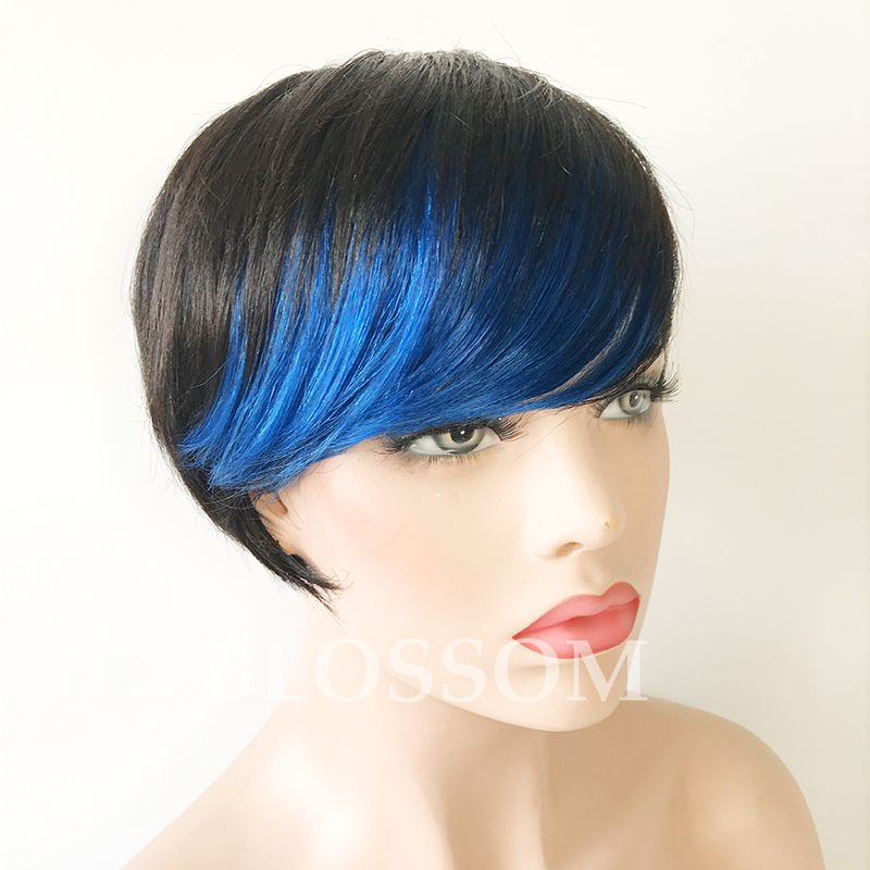 New Ombre Short Huaman Hair Wigs Red Highlight Bangs Pixie Cut Capless Human Hair Wigs For Black Woman Nz 2019 From Varietyqueenhair Nz 24 17