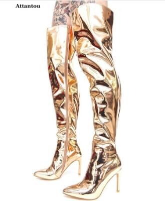 Botas altas doradas Clearance