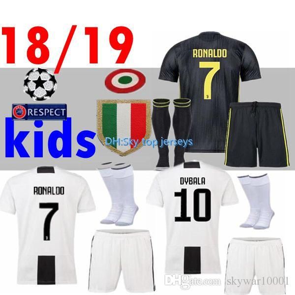 Go-Fall 2019 Soccer Jersey Mens T-Shirts Juventus Italy Away Short No.7 Ronaldo Replica