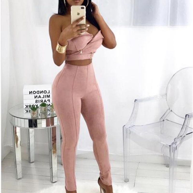 Acheter Pas Cher NATTEMAID Suède Femmes Combinaison Sexy Sans Bretelles 2  Pièces Barboteuses Mode Femme Moulante Combinaison Femme Solide Lady Club  Salopette Du 25,64 € | Fr.Dhgate