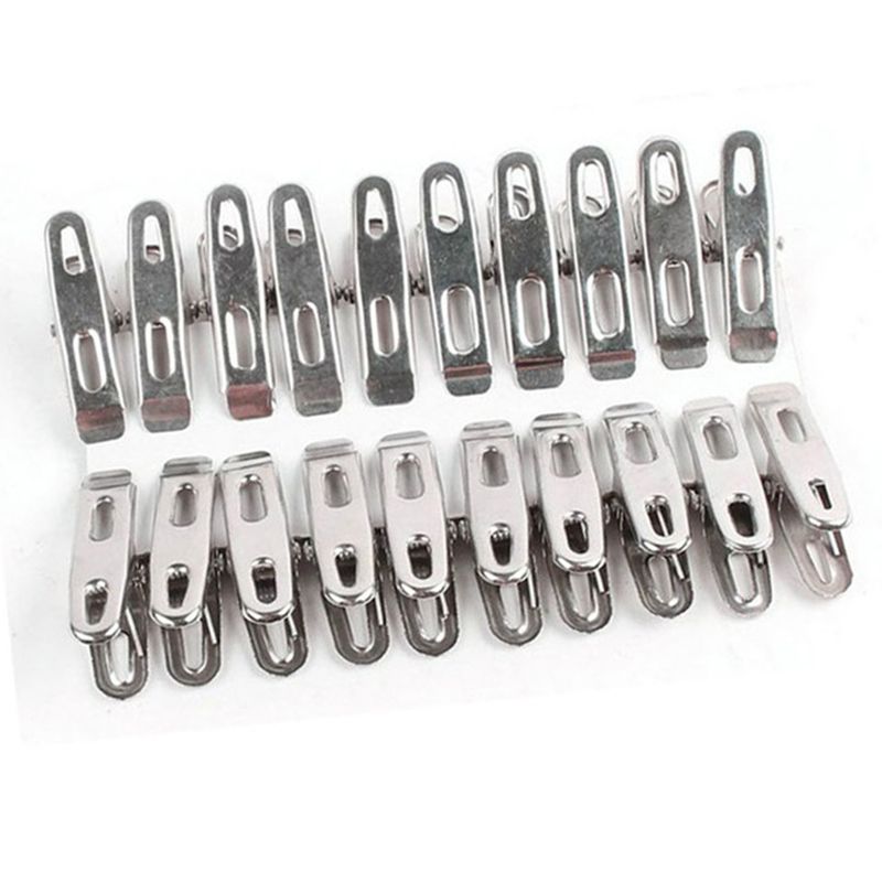 YEZINB 100 Piezas de Pinzas de Ropa de Metal de Acero Inoxidable para Pinzas para Ropa Pantalones de Secado Secadora de Ropa Clip de Toalla de Playa Soporte de Toalla de Lavado