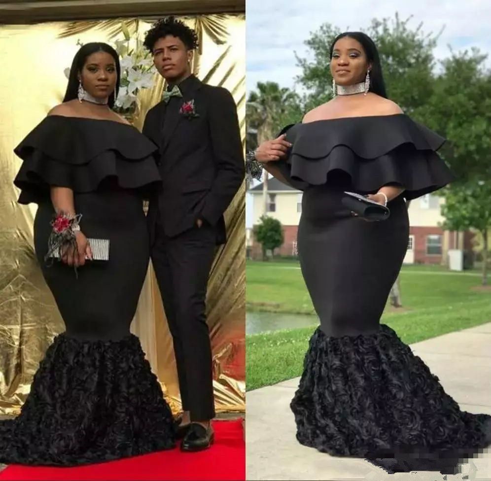 Plus Size Black Mermaid Prom Dresses 