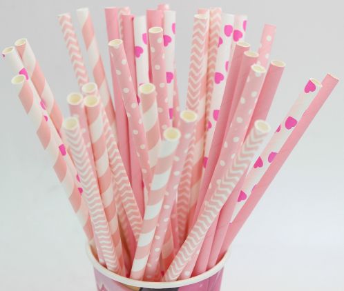 Pink Striped Heart Chevron Mixed Wedding Decorative Party
