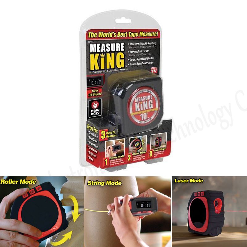 Tape Measure 3 in 1 Digital Measuring Tape String Sonic Roller Mode Laser Tool