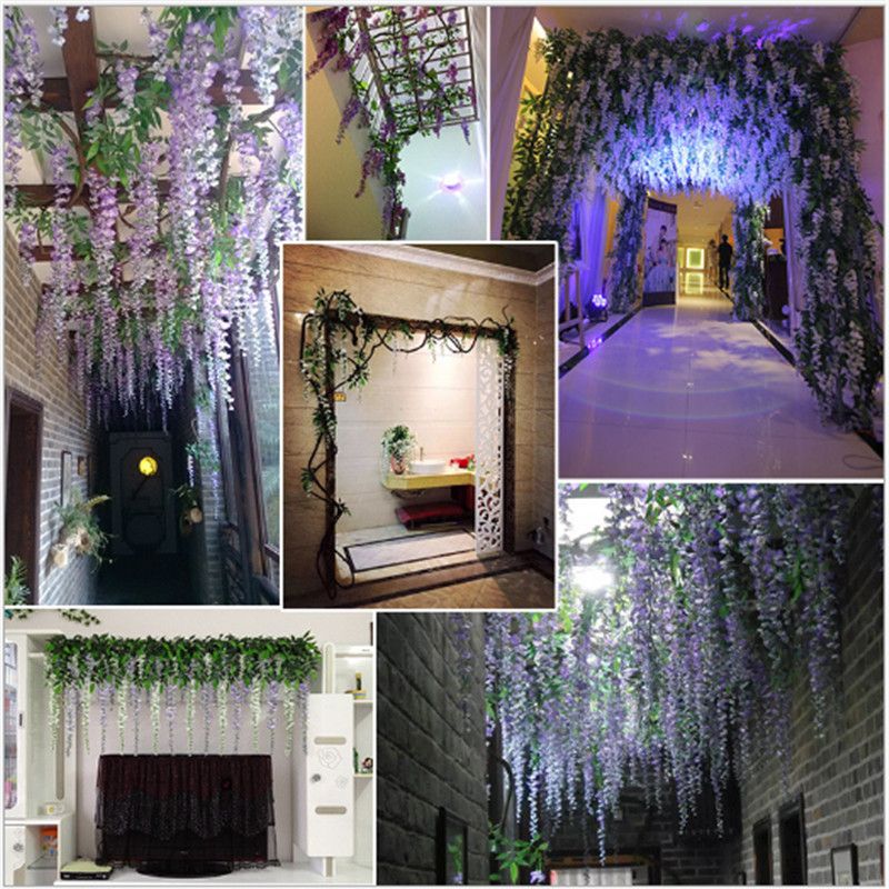 2020 Upscale Artificial Bulk Silk Flowers Bush Wisteria Garland Hanging