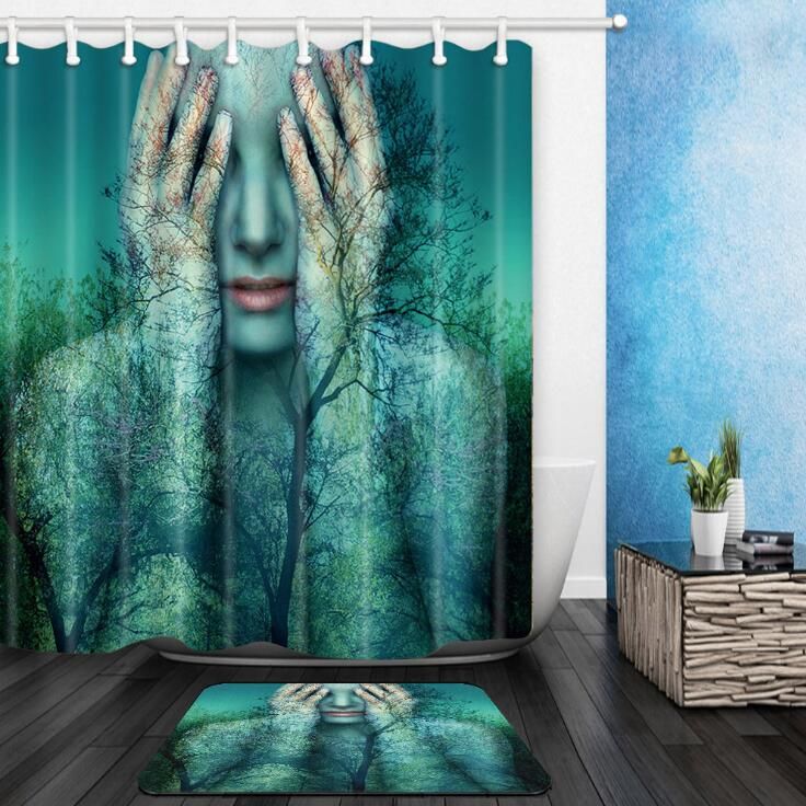 Printed Polyester Waterproof Shower Curtain Household Creative Shower Curtain#C9