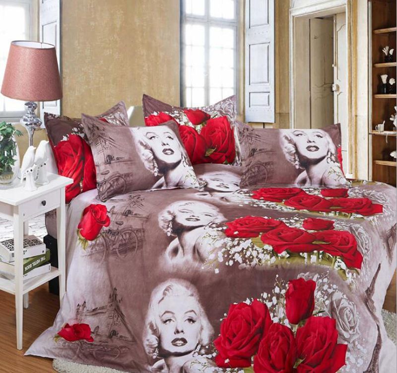 3d Marilyn Monroe Bedding Set Flower Duvet King Double Luxury