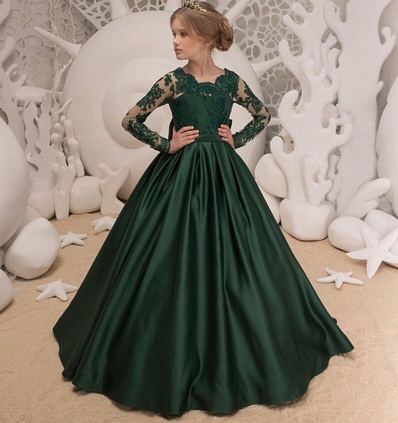 emerald green gown for flower girl