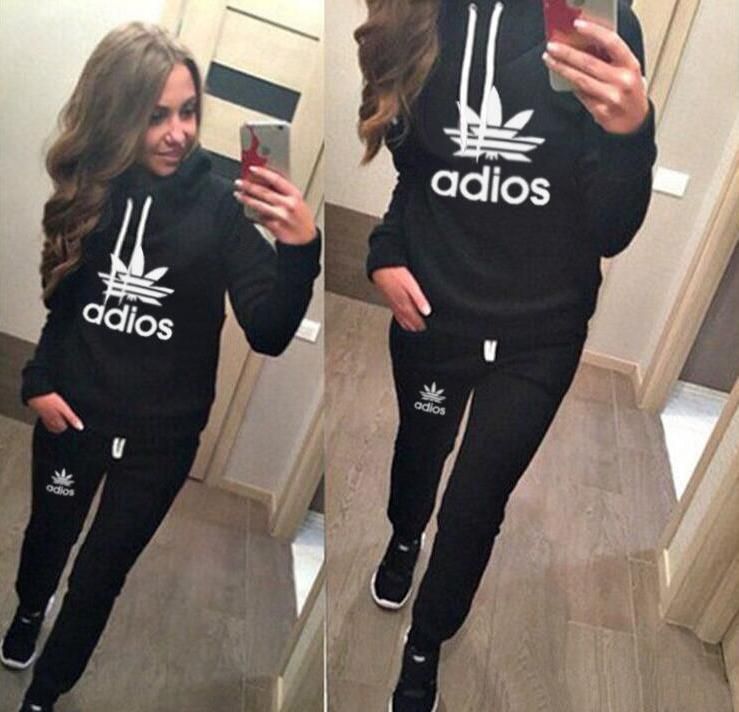 Acheter 2018 Marque Femme Costume Sport Hoodies Sweatshirt +