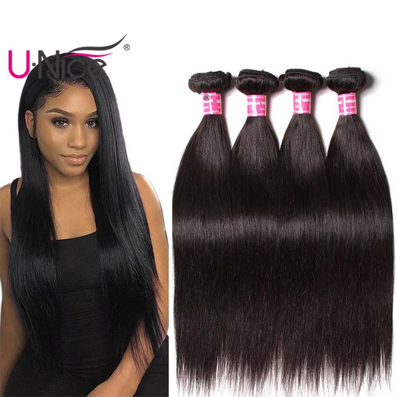 Unice Brazilian Straight Hair Bundles 100 Raw Indian Remy Human